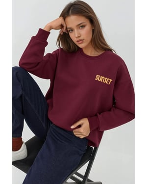 Geborduurd Crew Neck Verhoogd Sweatshirt