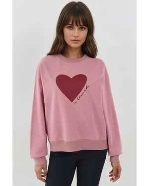 Bedrukt Crew Neck Verhoogd Sweatshirt