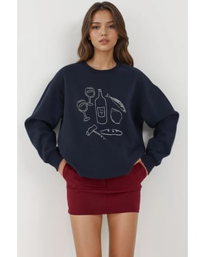 Bedrukt Ronde Hals Sweatshirt