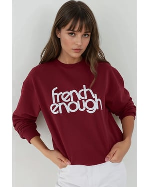 Geprinte Crew Neck Lange Mouw Verhoogde Sweatshirt