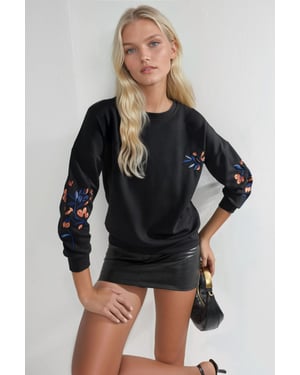 Modal Touch Crew Neck Broderad Sweatshirt