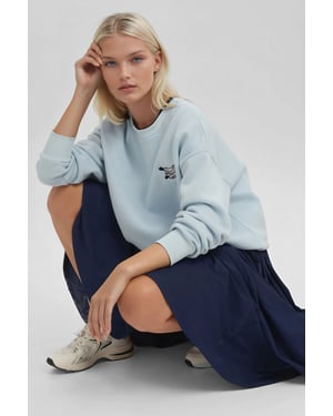 Comfort Dierpatroon Geborduurd Verhoogd Ronde Hals Sweatshirt