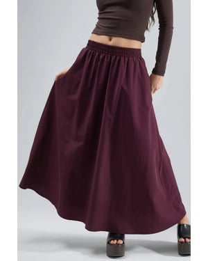 Elastische Taille Midi Rok met Zakken
