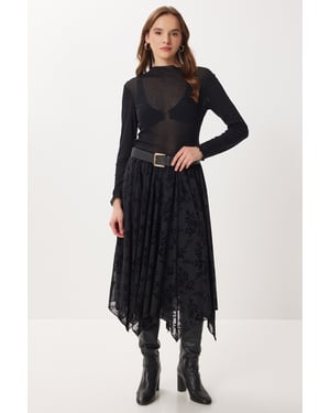 Hoge Taille Bloemen Midi A-Lijn Rok