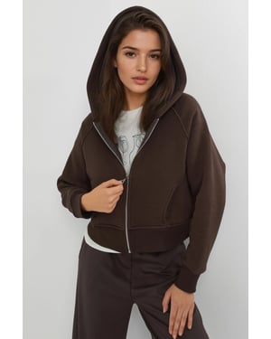 Avslappnad passform med dragkedja hoodie