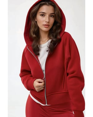 Avslappnad passform med dragkedja hoodie