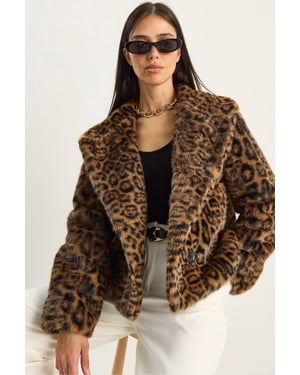 Overmaat Leopardprint Nepleren Jas