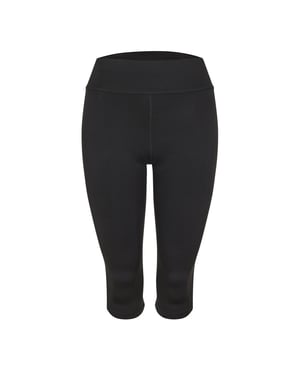 Women's Diadora Three Quarter Solid Patterned Leggings in Black