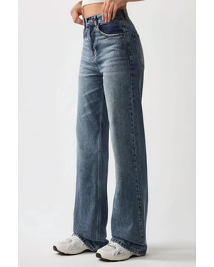 Normal midja raka ben denimjeans