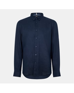 Men's Boss Liam Oxford Regular Fit Long Sleeve Shirt in Dark Blue