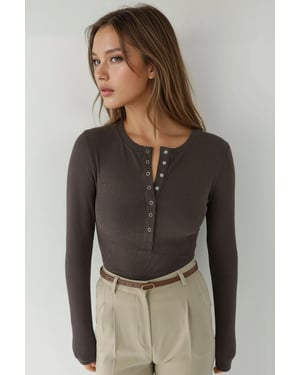 Ribbelige Drukknoop Gebreide Top
