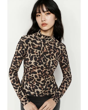 Leopardprint Halve Col T-shirt