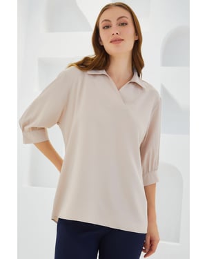 Polo Kraag Losse Pasvorm Blouse
