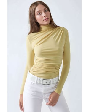 Hoge Kraag Drapeerdetail Blouse