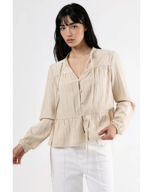 Blouse met lange mouwen en tippetkraag