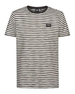 Petrol Industries - Heren Gestreept T-shirt Ceniza - Zwart