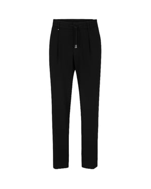 Men's Boss Solid Patterned Straight Trousers in Black