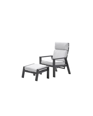 Garden Impressions Max verstelbare fauteuil incl.voetenbank c. black sand
