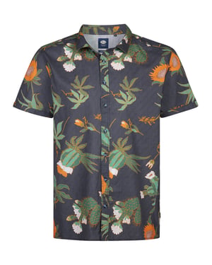 Petrol Industries - Heren Plus Size overhemd met all-over print Nomad - Zwart