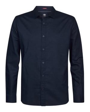Petrol Industries - Heren Effen linnenmix overhemd Canyonero - Blauw