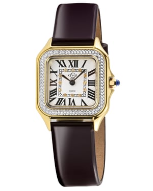 GV2 Milan Women's Silver Dial Burgundy strap watch