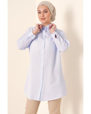 Lange Poplin Shirt met Knopsluiting