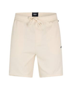 Men's Boss Embroidered Waffle Pyjama Shorts in Open White