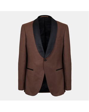 Men's Boss Harvers Solid Patterned Suit Jacket in Beige