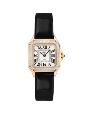 GV2 Milan Women's Silver Dial Black Leather strap watch