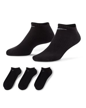 Men's Nike 3 Pack Cushioned No Show Socks in Black/White