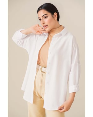 Ontspannen Pasvorm Poplin Shirt met Knopsluiting