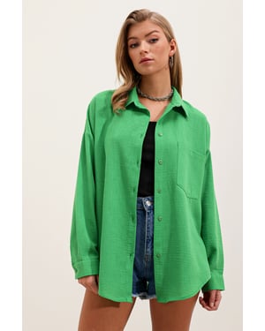 Linnen Gemengde Shirt met Knopensluiting