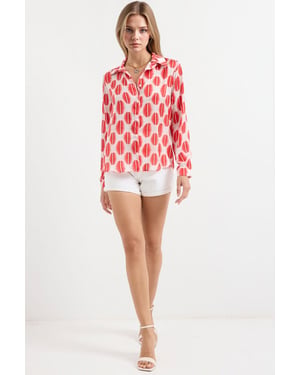 Satijnen Lange Mouw Knopshirt