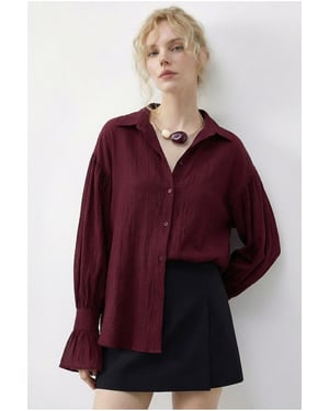 Oversized Frilly Button-Up Shirt