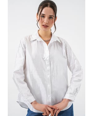 Oversized gestreepte blouse met knopen