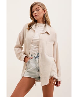 Linnen Gemengd Shirt met Knopsluiting