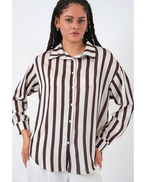 Satijnen Lange Mouwen Knop-Up Shirt
