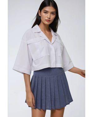 Crop Shirt with a Pocket Detail