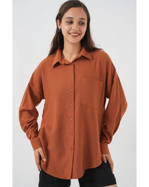 Linnen Gemixt Shirt met Knopen Sluiting