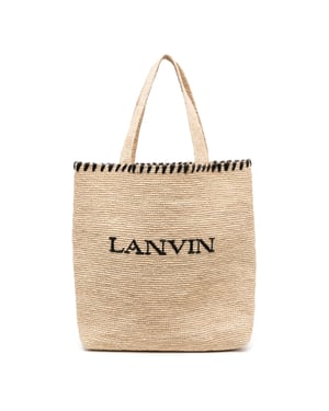 Raffiaväska med broderad logotyp