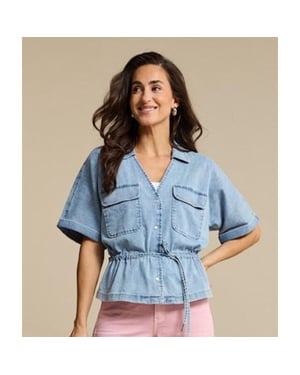 Red Button Drew drawstring denim light stone
