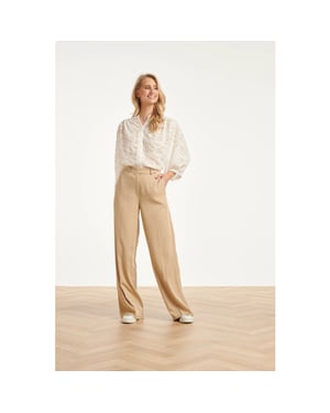 Smashed Lemon Structuur blouse met knoopsluiting en 3/4 mouwen |