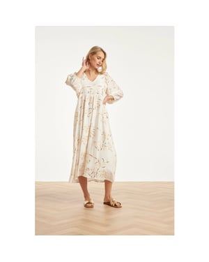 Smashed Lemon Maxi jurk met gouden borduursels en pailletten |