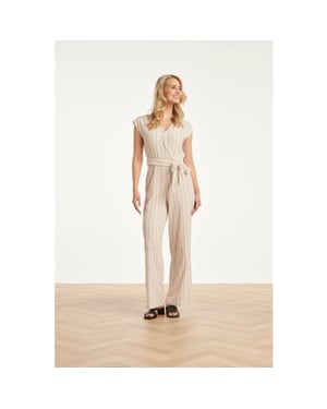 Smashed Lemon Gestreepte jumpsuit met ingeweven structuur |