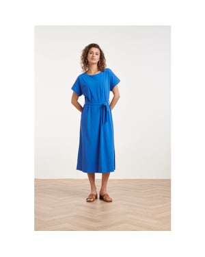 Smashed Lemon Travel midi jurk met ceintuur en korte mouwen |