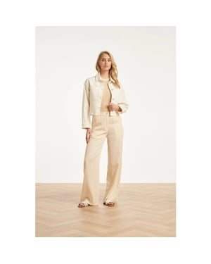 Smashed Lemon Dames cropped denim jack met borstzakken |