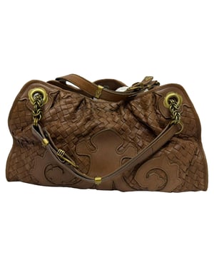 Bottega Veneta Intrecciato Shoulder Bag in Brown Leather