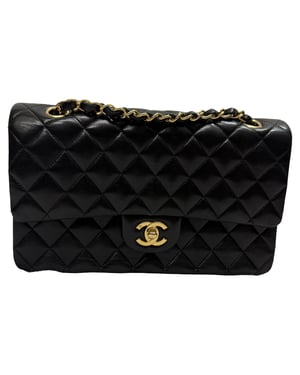Chanel Medium Classic Double-Flap schoudertas in zwart lamsleer