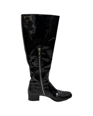 Saint Laurent – ​​Knähöga stövlar till babyer, 40 cm, i svart lackskinn