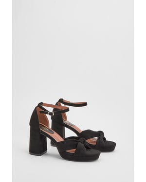 Faith: Amara Faux Suede Open Toe High Block Heeled Sandals